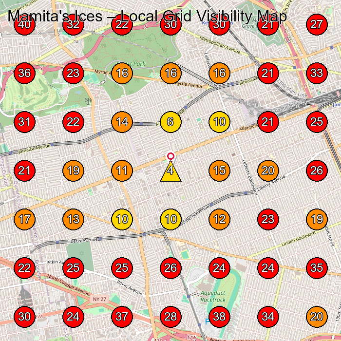 Mamita's Ices GeoGrid visibility map for Ice Cream Shop in Bronx